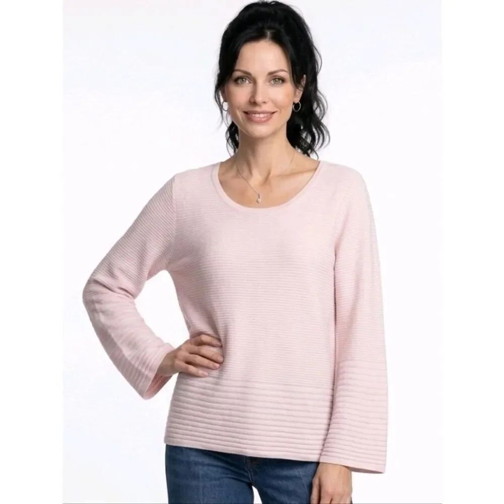 Calvin Klein Blush Bell Sleeved Ribbed Sweater Size XL